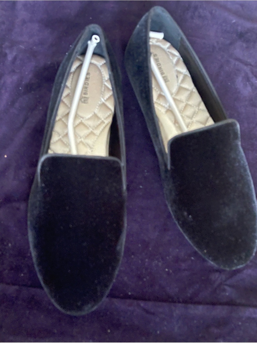 Birdies Black Velvet Slip-On Loafers